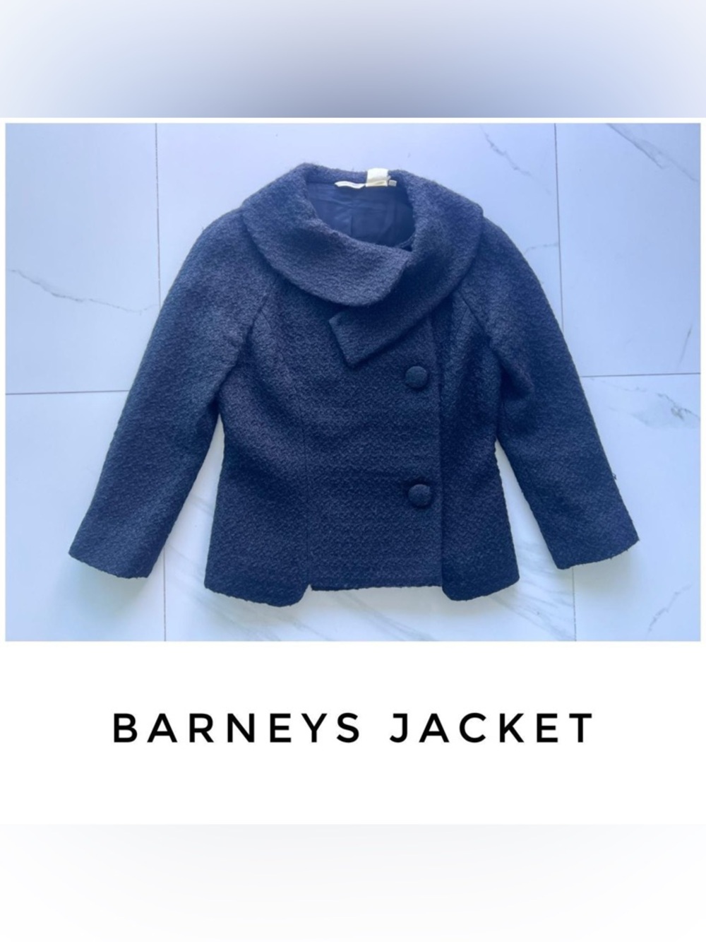 Barneys jacket size 8 black tweed vintage
